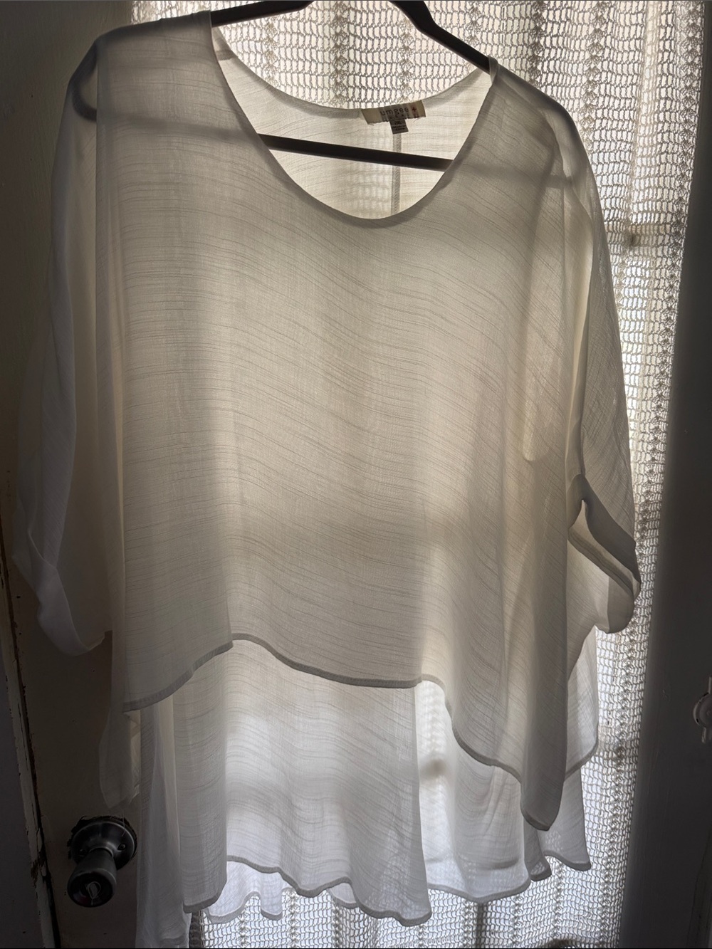 Umgee Sheer Cream Layered Tunic Top - 2x
